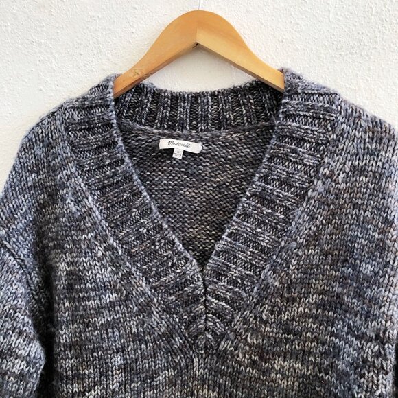 MADEWELL 100% Wool Spray-Dyed V-Neck Oversized Sweater Size Medium - Picture 5 of 10